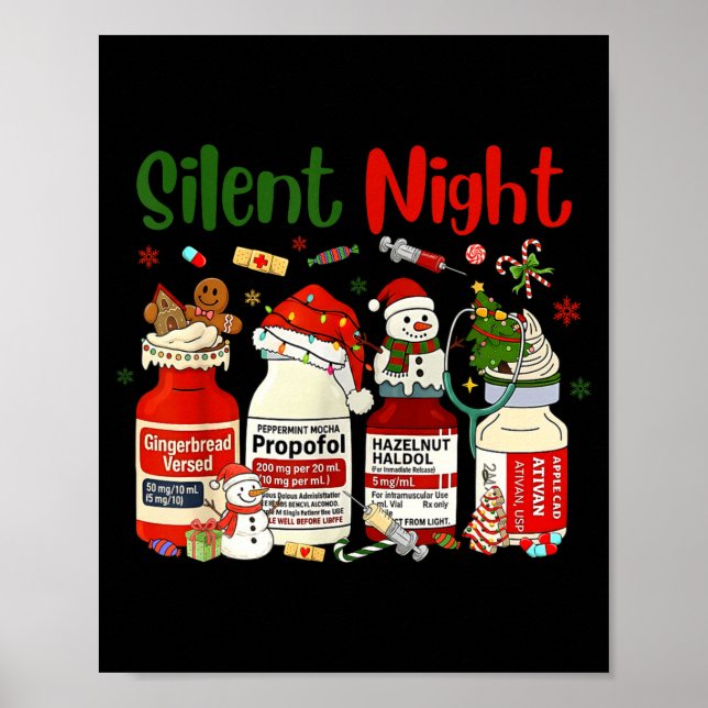 Poster Retro Silent Night Xmas Nurse Christmas Doctor Er  (Frente)