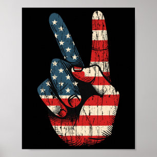 Poster Retro Sinal de Paz Vintage Hippie dos anos 70