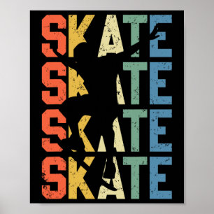 Poster Retro Skate Patinação Executando Truques Engraçado