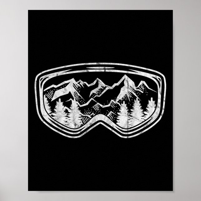 Poster Retro Ski Snowboard Goggles Gift Skit Snow Winte (Frente)