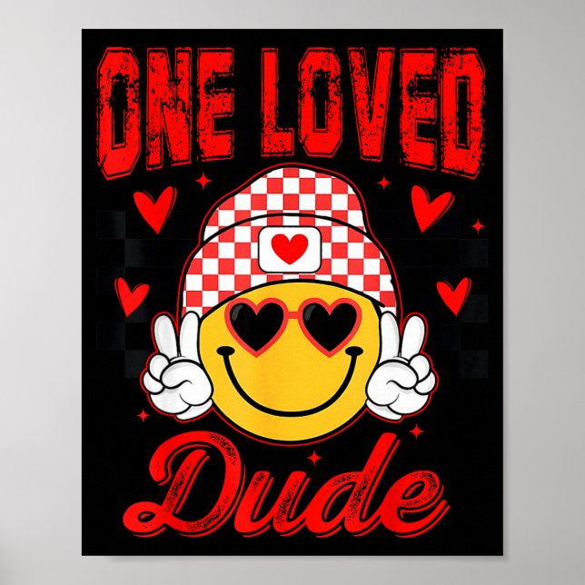 Poster Retro Smile Face One Loved Dude Valentines Day Men (Frente)