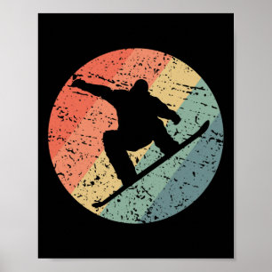 Poster Retro Snowboard Esquiando Neve Esporte de inverno