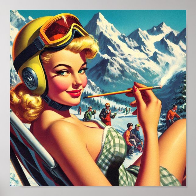 Poster Retro Snowboard Girl (Frente)