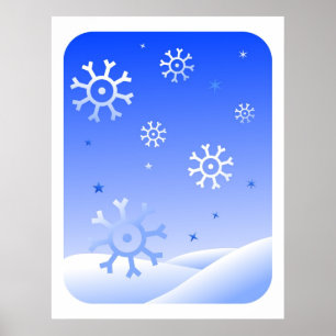 Poster Retro Snowflakes