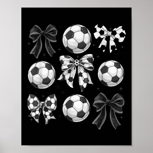 Poster Retro Soccer Bow,game Day,coquette Soccer Mom,mama (Frente)
