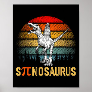 Poster Retro Spinosaurus Feliz Dia Pi