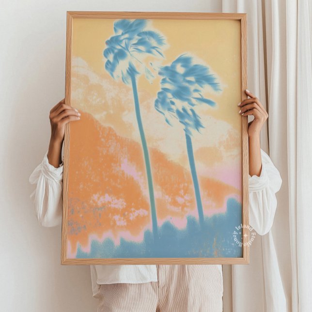 Poster Retro Summer Abstract Tropical Palm Tree Print  (Retro Summer Abstract Tropical Palm Tree Print)