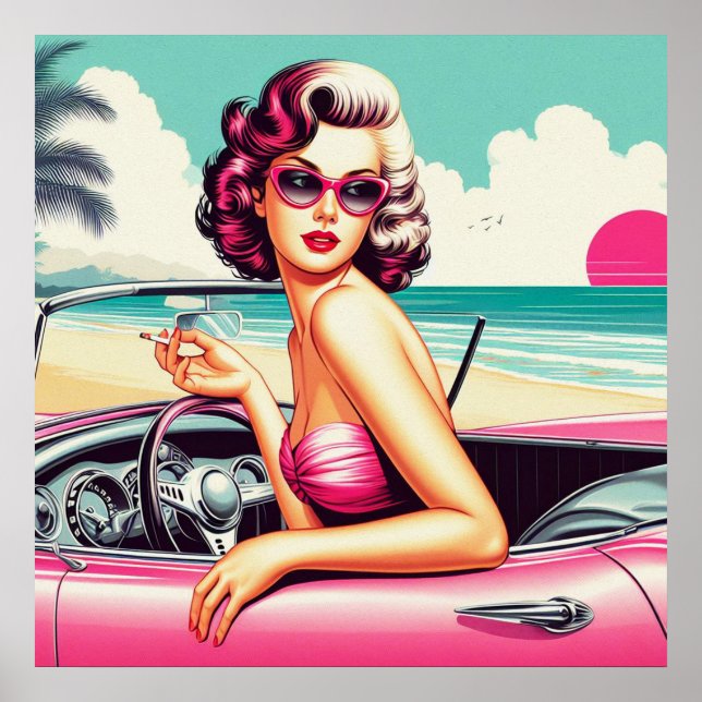 Poster Retro Summer Girl (Frente)
