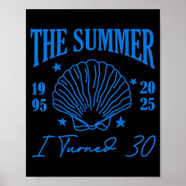 Poster Retro Summer I Turn 30 Seashell Coastal Beach Summ (Frente)