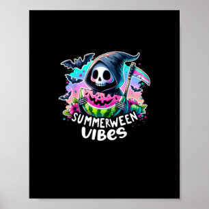 Poster Retro Summerween Vibe Watermelon Ghost Summer Skel