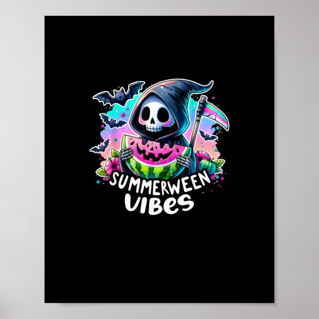 Poster Retro Summerween Vibe Watermelon Ghost Summer Skel (Frente)