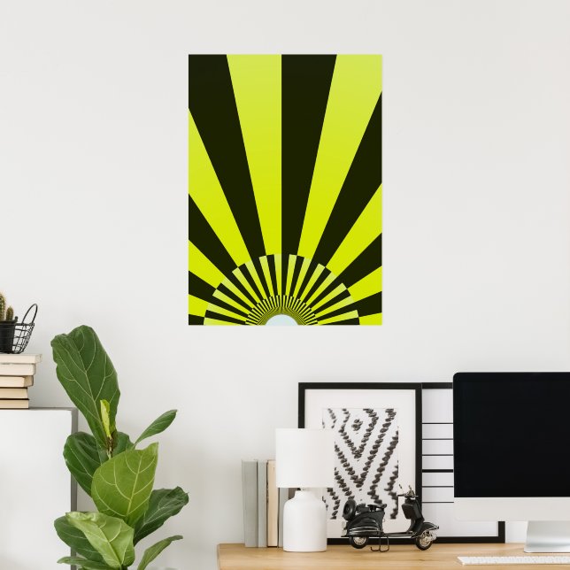 Poster Retro Sun Boho Sol Amarelo Amarelo Abstrato Art (Escritório em casa)
