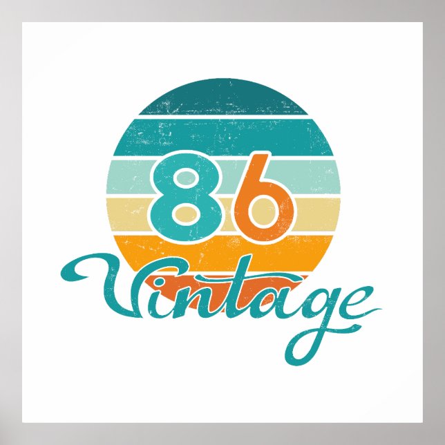 Poster Retro Sunset 86 Vintage Distressed (Frente)