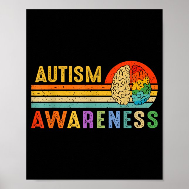 Poster Retro Sunset Autism Awareness Neurodiversity Spect (Frente)
