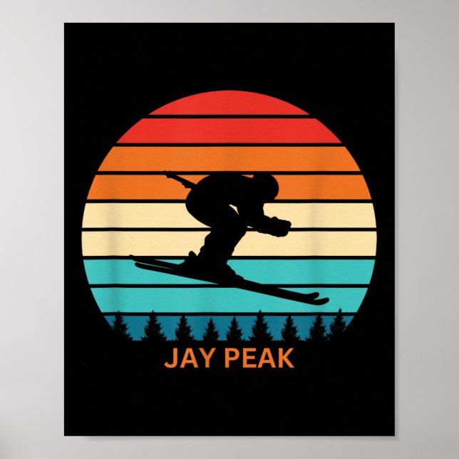 Poster Retro Sunset Jay Peak Vermont Skiier (Frente)
