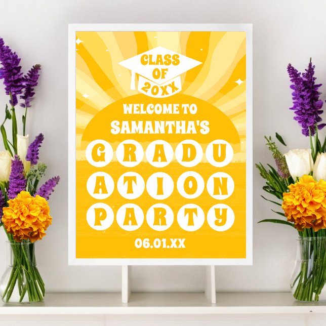 Poster Retro Sunshine Festa de formatura Welcome (Criador carregado)