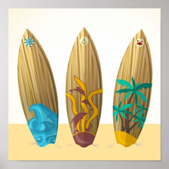 Pôster Retro Surfboards Sun Surf (Frente)