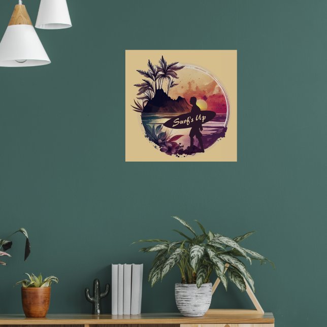 Poster Retro Surfer Sunset Beach (Sala de Estar 1)