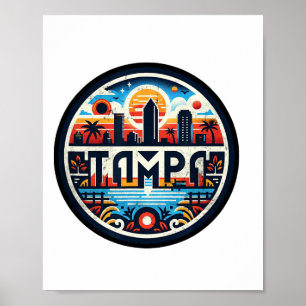 Poster Retro Tampa Florida - Tampa Bay Skyline F