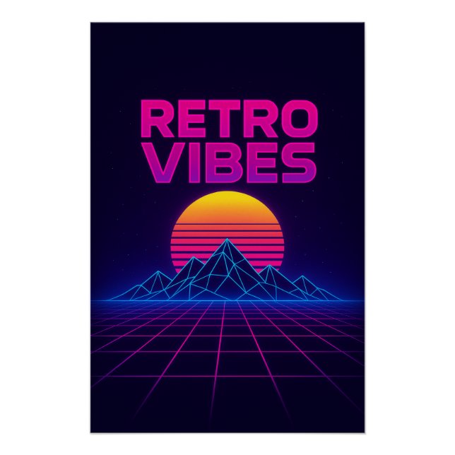 Pôster Retro Tech Vibes Neon Synthwave Design Poster (Frente)