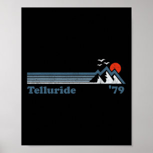 Poster Retro Telluride Ski Resort Colorado Snowboard Moun