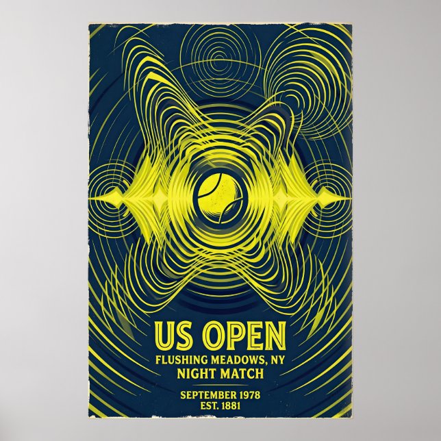Poster Retro Tennis Poster, US Open Night Match (Flushing (Frente)