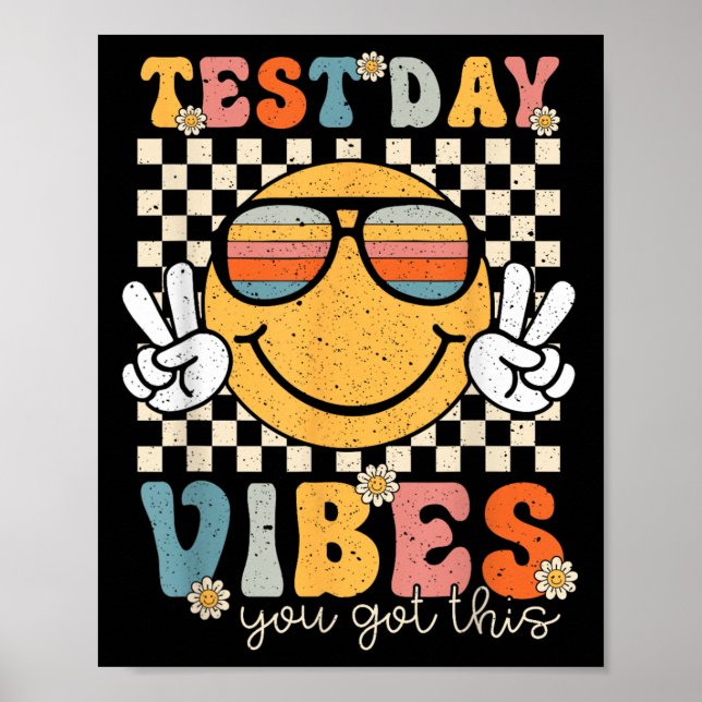 Poster Retro Test Day Vibes You Got This Motivation Teach (Frente)