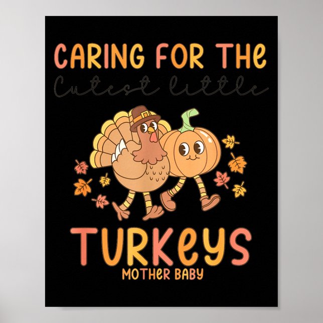 Poster Retro Thanksgiving Mother Baby Nurse Stpartum Mate (Frente)