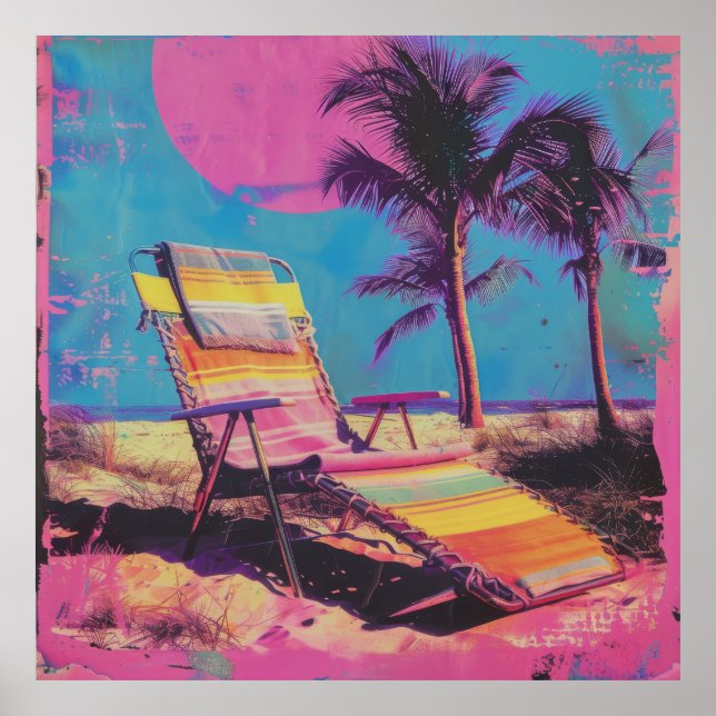 Poster Retro Toalha dos anos 80 sobre um álbum de Synthwa (Frente)