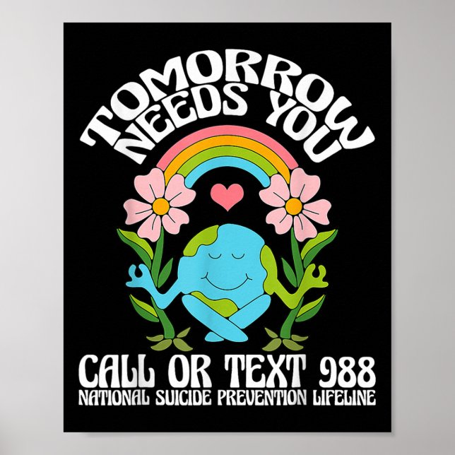 Poster Retro Tomorrow Needs You 988 Suicide Prevention Aw (Frente)