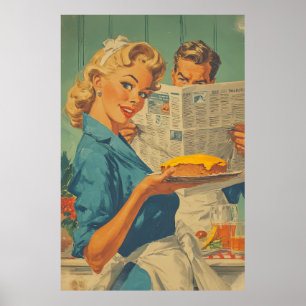 Poster Retro Torta e Charme de Papel