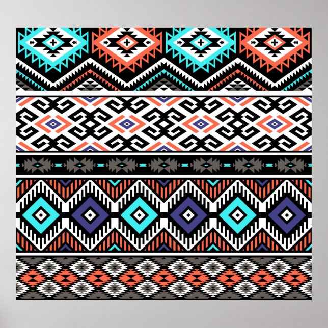 Poster Retro Tribal Navajo: Geométrico Sem Vista. (Frente)