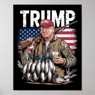 Poster Retro Trump Hunting Duck Hello Hunting Season UF