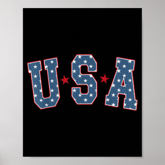 Poster Retro USA Estrela 4 de Julho Patriótico Independên