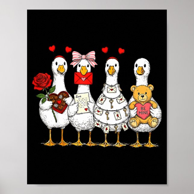 Poster Retro Valentine Goose Funny Nk Coquette Love Silly (Frente)