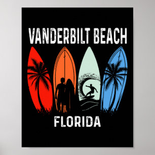 Poster Retro Vanderbilt Praia Flórida Surf Praia Homens W