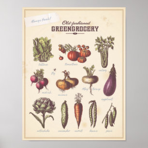 Pôster Retro vegetables wall art