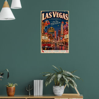Poster Retro Velho Las Vegas Nevada Fremont Street Viagem