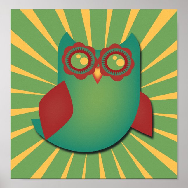 Poster Retro Vetor Owl (Frente)