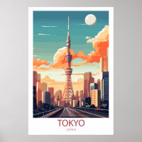 Retro Viagem Destination Tokyo Japan Wall Art