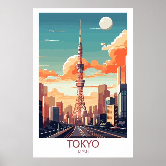 Poster Retro Viagem Destination Tokyo Japan Wall Art (Frente)