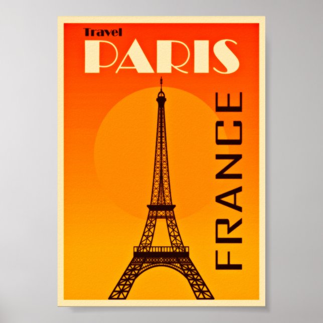 Poster Retro viagem Paris (Frente)