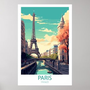 Poster Retro Viagem Paris França Destino Wall Art
