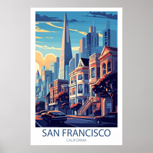Poster Retro Viagem San Francisco California Wall Art (Frente)