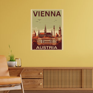 Poster Retro Viena cidade Áustria - presentes no horizont