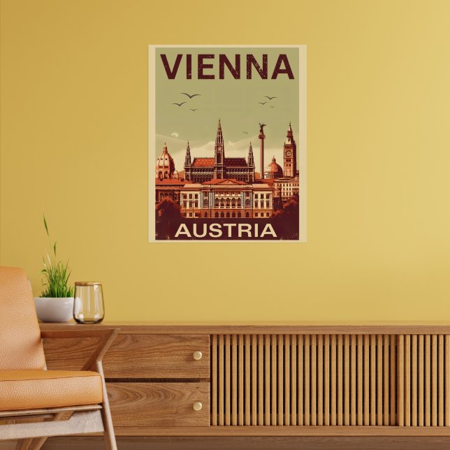 Poster Retro Viena cidade Áustria - presentes no horizont (Sala de Estar 2)