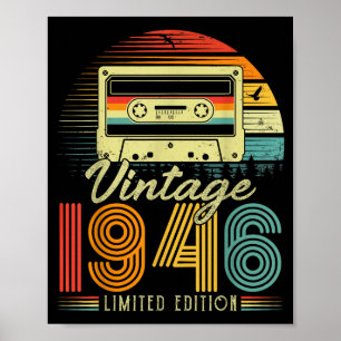 Poster Retro Vintage 1946 Edição Limitada 80 Anos Bi