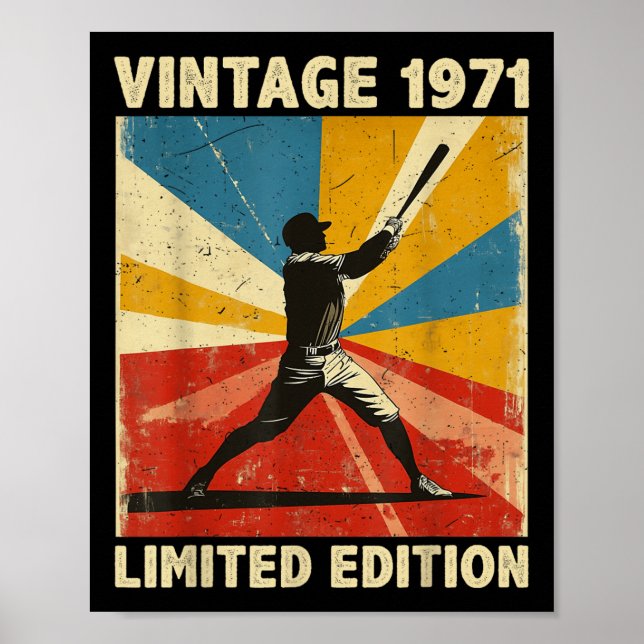 Poster Retro Vintage 1971 Baseball Lover Limited Edition (Frente)