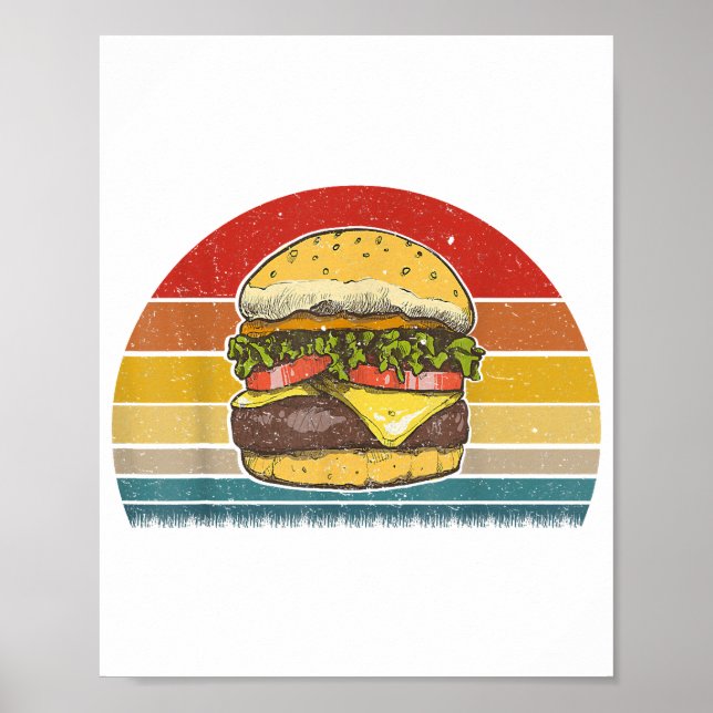 Poster Retro Vintage Cheeseburger Design Costume Hamburge (Frente)