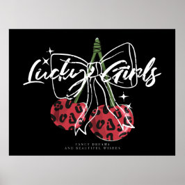 Poster Retro Vintage Cherry Quote Typography 